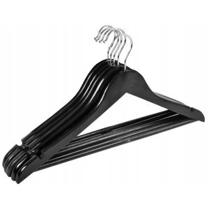 Деревянная вешалка с круглой планкой и насечками, WHM06711-black (ВИ)