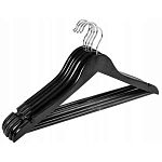 Деревянная вешалка с круглой планкой и насечками, WHM06711-black (ВИ)